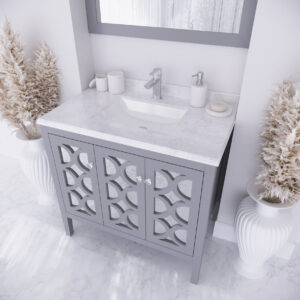 Laviva Mediterraneo 36" Grey Bathroom Vanity with White Carrara Marble Countertop