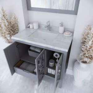 Laviva Mediterraneo 36" Grey Bathroom Vanity with White Carrara Marble Countertop