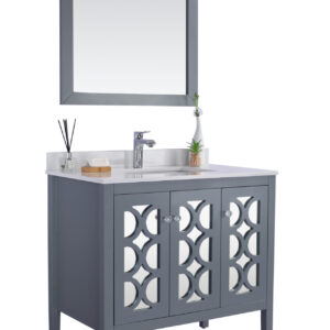 Laviva Mediterraneo 36" Grey Bathroom Vanity with White Quartz Countertop