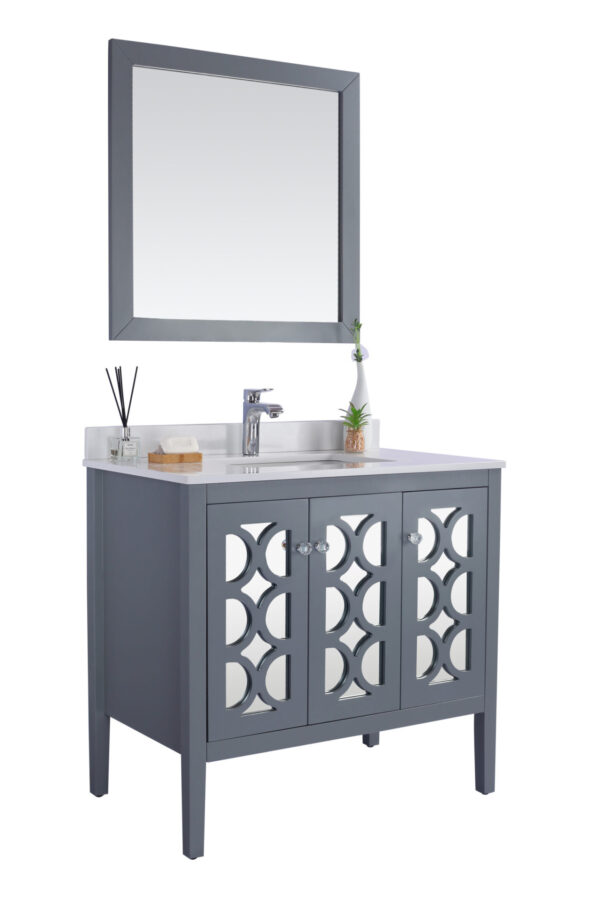 Laviva Mediterraneo 36" Grey Bathroom Vanity with White Quartz Countertop