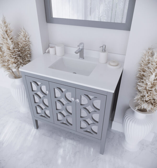 Laviva Mediterraneo 36" Grey Bathroom Vanity with White Quartz Countertop