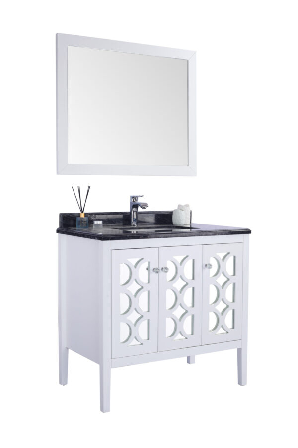 Laviva Mediterraneo 36" White Bathroom Vanity with Black Wood Marble Countertop