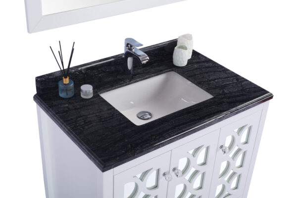 Laviva Mediterraneo 36" White Bathroom Vanity with Black Wood Marble Countertop