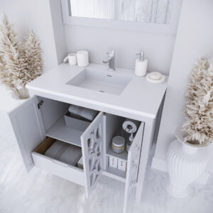 Laviva Mediterraneo 36" White Bathroom Vanity with Matte White VIVA Stone Solid Surface Countertop