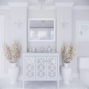 Laviva Mediterraneo 36" White Bathroom Vanity with Matte White VIVA Stone Solid Surface Countertop