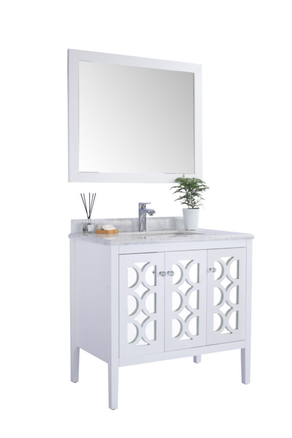 Laviva Mediterraneo 36" White Bathroom Vanity with White Carrara Marble Countertop