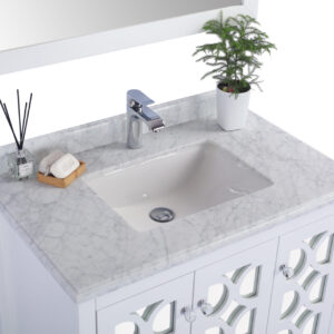 Laviva Mediterraneo 36" White Bathroom Vanity with White Carrara Marble Countertop