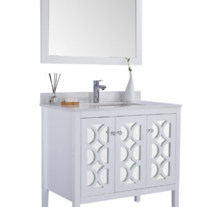 Laviva Mediterraneo 36" White Bathroom Vanity with White Quartz Countertop