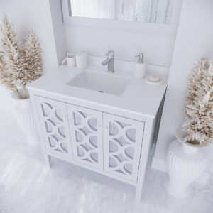 Laviva Mediterraneo 36" White Bathroom Vanity with White Quartz Countertop