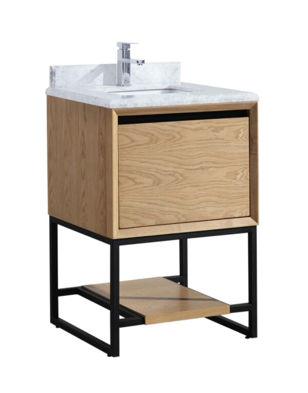 Laviva Alto 24" California White Oak Bathroom Vanity with White Carrara Marble Countertop