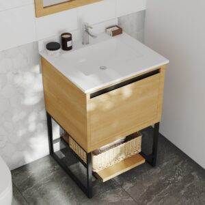 Laviva Alto 24" California White Oak Bathroom Vanity with White Quartz Countertop