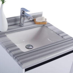 Laviva Alto 24" White Bathroom Vanity with White Stripes Marble Countertop