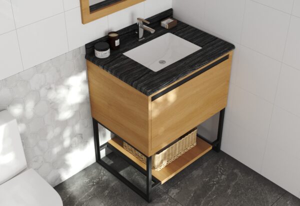 Laviva Alto 30" California White Oak Bathroom Vanity with Black Wood Marble Countertop