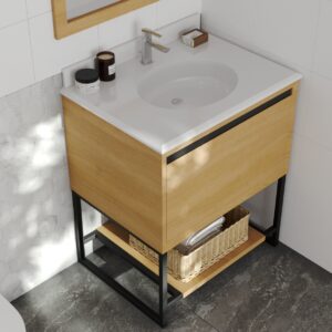 Laviva Alto 30" California White Oak Bathroom Vanity with Pure White Phoenix Stone Countertop