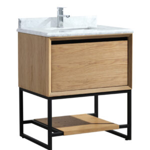 Laviva Alto 30" California White Oak Bathroom Vanity with White Carrara Marble Countertop