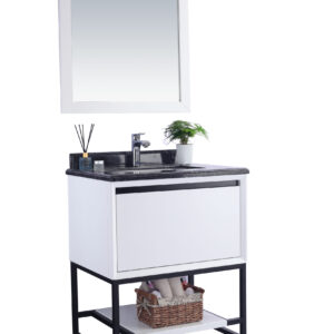 Laviva Alto 30" White Bathroom Vanity with Black Wood Marble Countertop