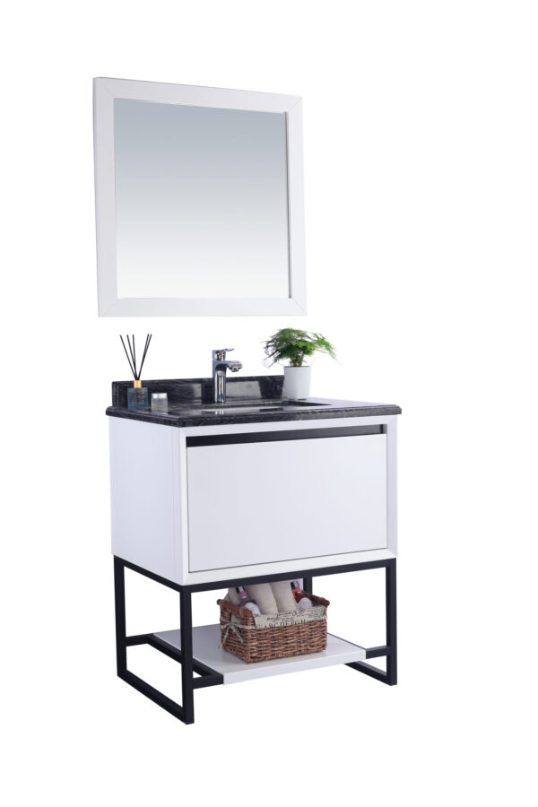 Laviva Alto 30" White Bathroom Vanity with Black Wood Marble Countertop