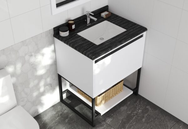 Laviva Alto 30" White Bathroom Vanity with Black Wood Marble Countertop