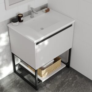 Laviva Alto 30" White Bathroom Vanity with Matte White VIVA Stone Solid Surface Countertop