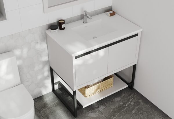 Laviva Alto 36" White Bathroom Vanity with Matte White VIVA Stone Solid Surface Countertop