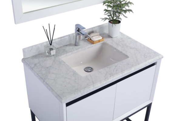 Laviva Alto 36" White Bathroom Vanity with White Carrara Marble Countertop