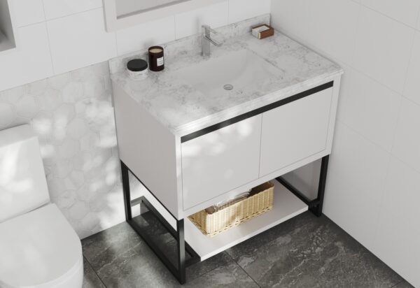 Laviva Alto 36" White Bathroom Vanity with White Carrara Marble Countertop