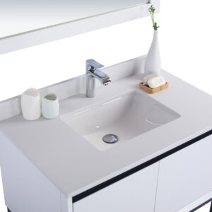 Laviva Alto 36" White Bathroom Vanity with White Quartz Countertop