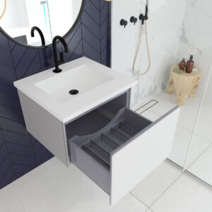 Laviva Vitri 24" Cloud White Bathroom Vanity with VIVA Stone Matte White Solid Surface Countertop