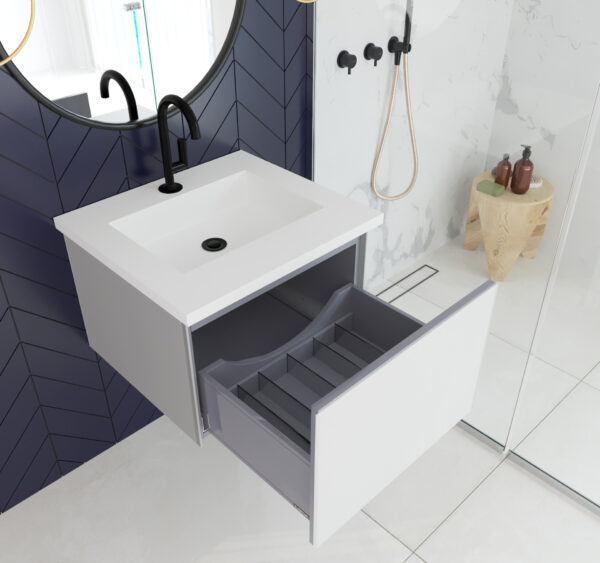 Laviva Vitri 24" Cloud White Bathroom Vanity with VIVA Stone Matte White Solid Surface Countertop