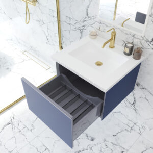 Laviva Vitri 24" Nautical Blue Bathroom Vanity with VIVA Stone Matte White Solid Surface Countertop