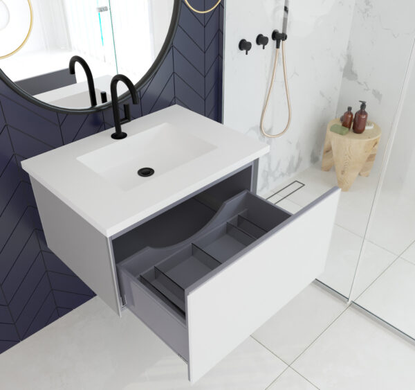 Laviva Vitri 30" Cloud White Bathroom Vanity with VIVA Stone Matte White Solid Surface Countertop