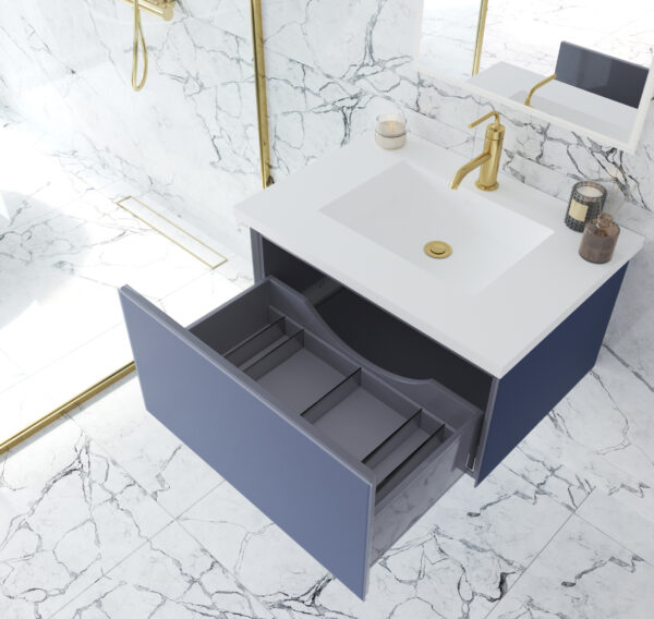 Laviva Vitri 30" Nautical Blue Bathroom Vanity with VIVA Stone Matte White Solid Surface Countertop