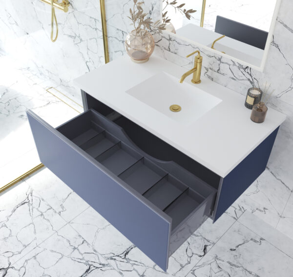 Laviva Vitri 42" Nautical Blue Bathroom Vanity with VIVA Stone Matte White Solid Surface Countertop