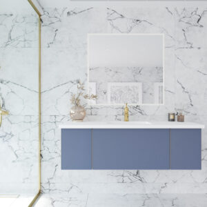 Laviva Vitri 54" Nautical Blue Bathroom Vanity with VIVA Stone Matte White Solid Surface Countertop