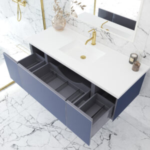 Laviva Vitri 54" Nautical Blue Bathroom Vanity with VIVA Stone Matte White Solid Surface Countertop