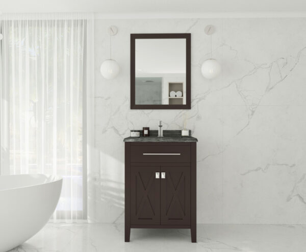 Laviva Wimbledon 24" Brown Bathroom Vanity with Black Wood Marble Countertop