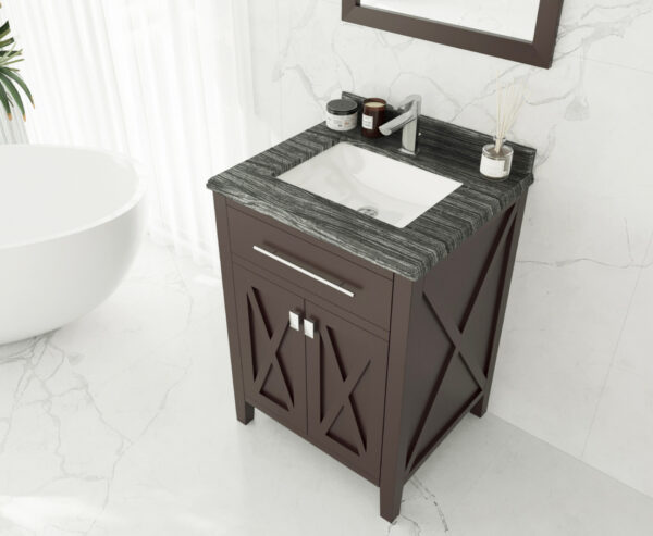 Laviva Wimbledon 24" Brown Bathroom Vanity with Black Wood Marble Countertop