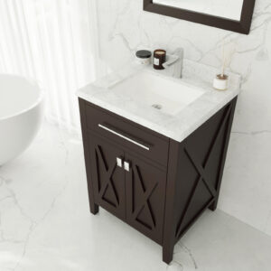 Laviva Wimbledon 24" Brown Bathroom Vanity with White Carrara Marble Countertop