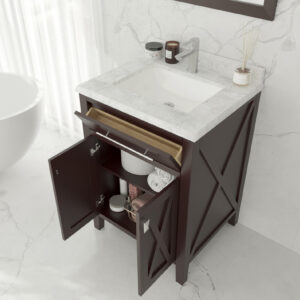 Laviva Wimbledon 24" Brown Bathroom Vanity with White Carrara Marble Countertop