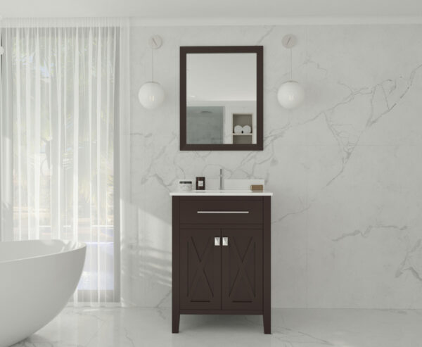 Laviva Wimbledon 24" Brown Bathroom Vanity with White Quartz Countertop