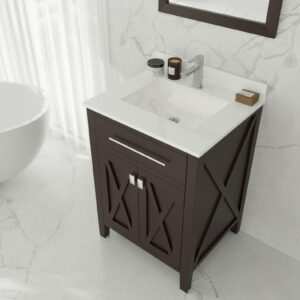 Laviva Wimbledon 24" Brown Bathroom Vanity with White Quartz Countertop