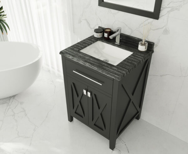 Laviva Wimbledon 24" Espresso Bathroom Vanity with Black Wood Marble Countertop