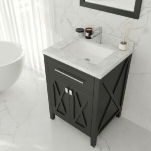 Laviva Wimbledon 24" Espresso Bathroom Vanity with White Carrara Marble Countertop