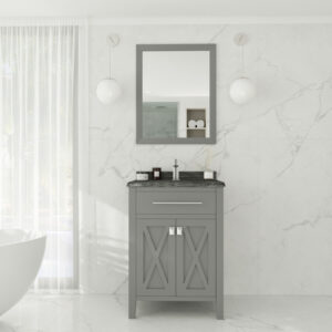 Laviva Wimbledon 24" Grey Bathroom Vanity with Black Wood Marble Countertop