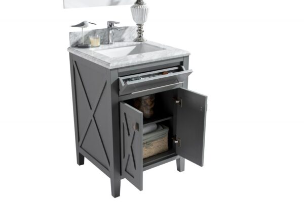 Laviva Wimbledon 24" Grey Bathroom Vanity with Black Wood Marble Countertop