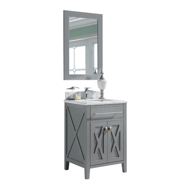 Laviva Wimbledon 24" Grey Bathroom Vanity with White Carrara Marble Countertop