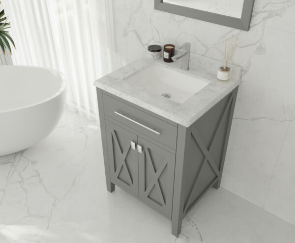 Laviva Wimbledon 24" Grey Bathroom Vanity with White Carrara Marble Countertop