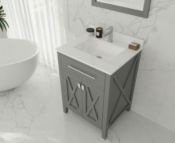 Laviva Wimbledon 24" Grey Bathroom Vanity with White Quartz Countertop