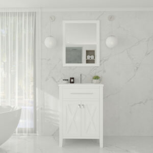 Laviva Wimbledon 24" White Bathroom Vanity with Matte White VIVA Stone Solid Surface Countertop