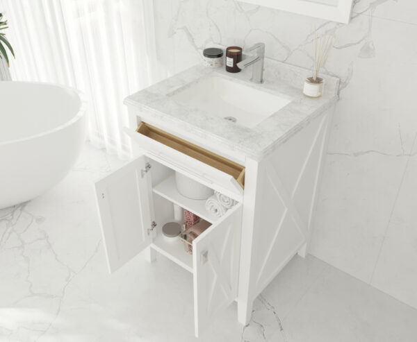 Laviva Wimbledon 24" White Bathroom Vanity with Matte White VIVA Stone Solid Surface Countertop